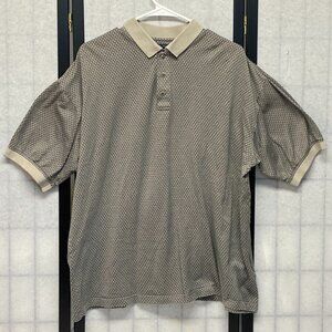 Pebble Beach 60s 3 Button Mercerized Cotton Golf Polo XL Shirt Blue Tan Retro